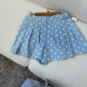 Stylish Light Blue Polka Dot High Waist Shorts